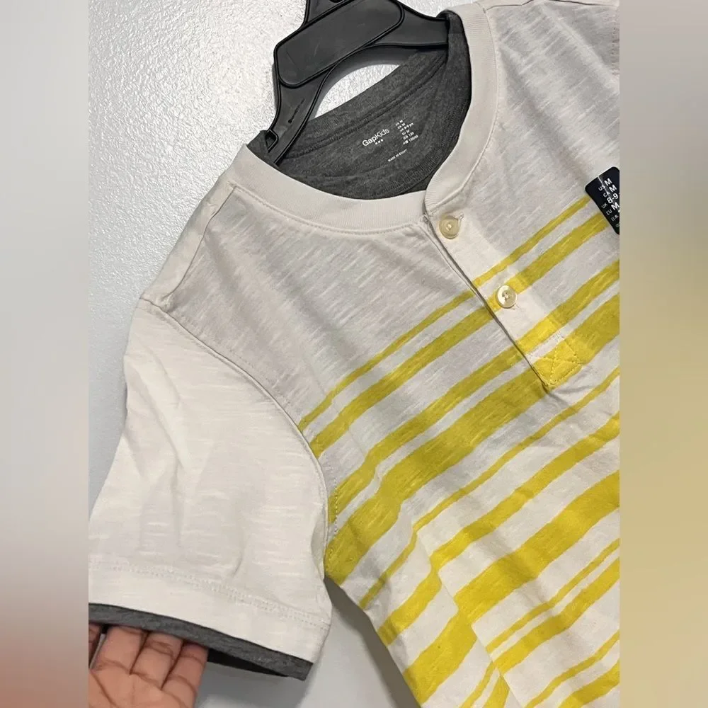 (2) GAP Kids Boys Stripe Cotton T Shirt Lot Sz M (8-9 Y)